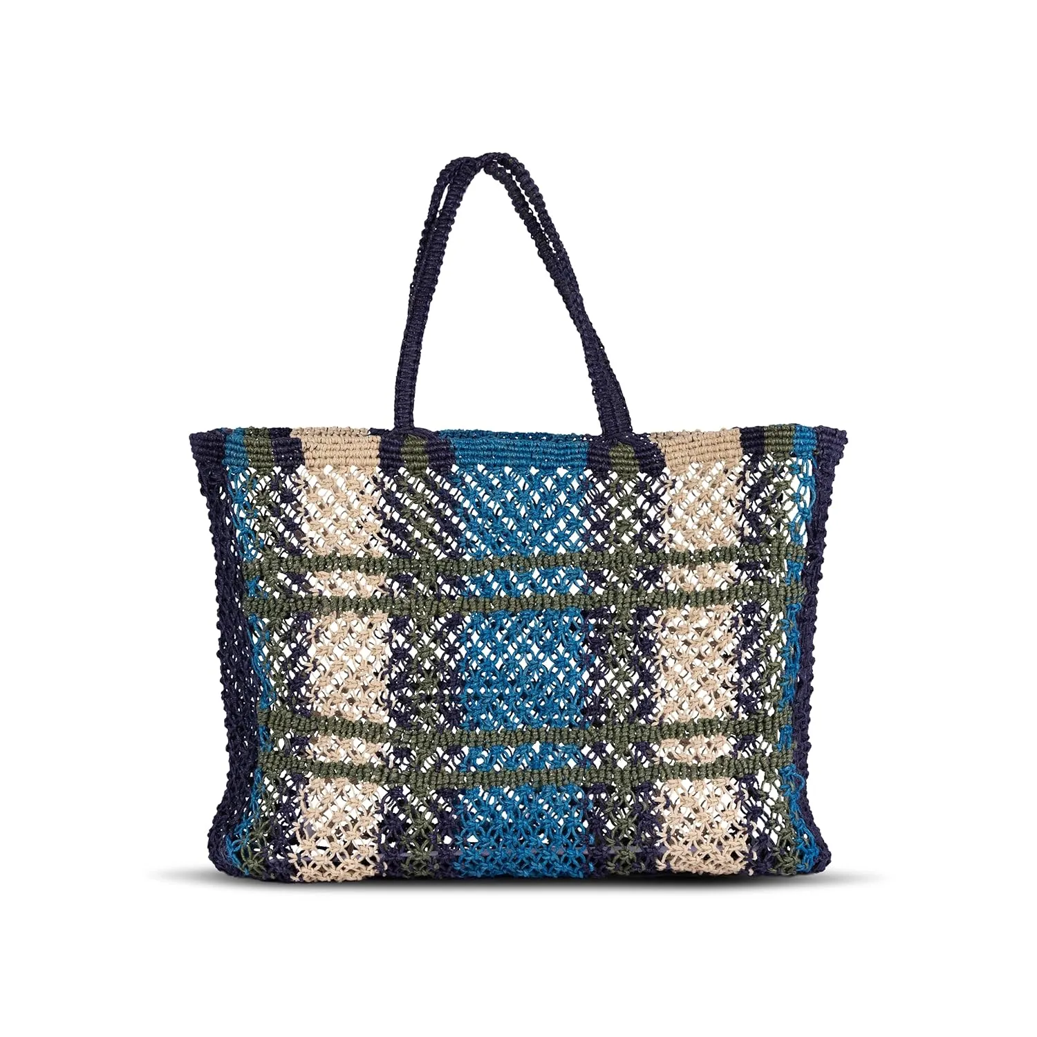 Kulu Woven Macrame Jute Tote – Handmade Eco-Friendly Shoulder Bag – Sustainable Market, Beach or Travel Bag – Fair Trade Artisan Bag from India