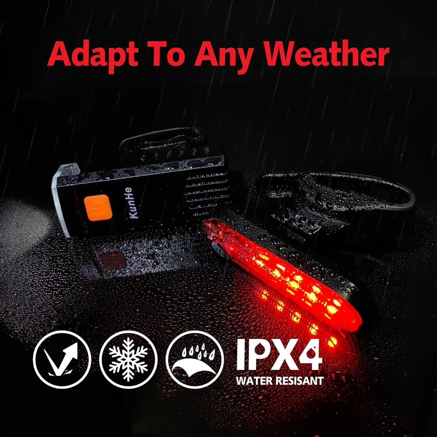 Kunhe USB-C Rechargeable Bike Lights Front and Rear(2or4 or 10 Packs) Night Riding for Kids &Adults 3 Lights Modes Used as a Safety Indicator Light for Skateboards Strollers and Wheelchairs