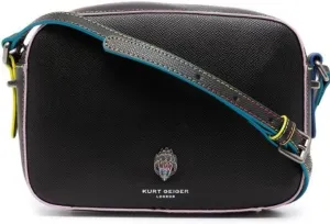 Kurt Geiger Women’s Richmond Leather Rainbow Stitch Camera Bag Crossbody, Black
