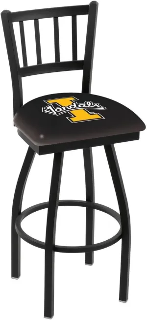 L018 - 36" Black Wrinkle Idaho Swivel Bar Stool with Jailhouse Style Back by the Holland Bar Stool Co.