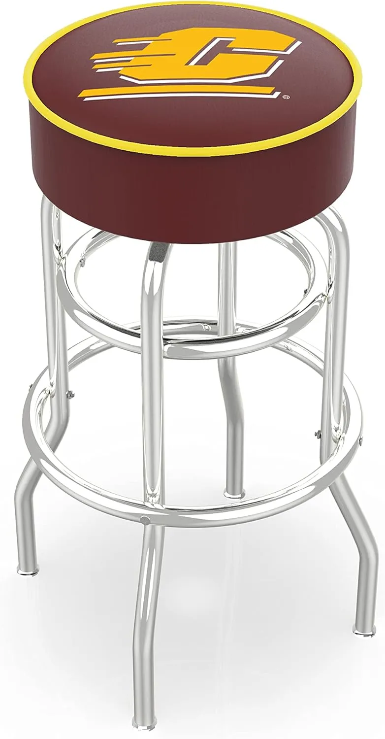 L7C1 Central Michigan 25" Double-Ring Swivel Counter Stool with Chrome Finish