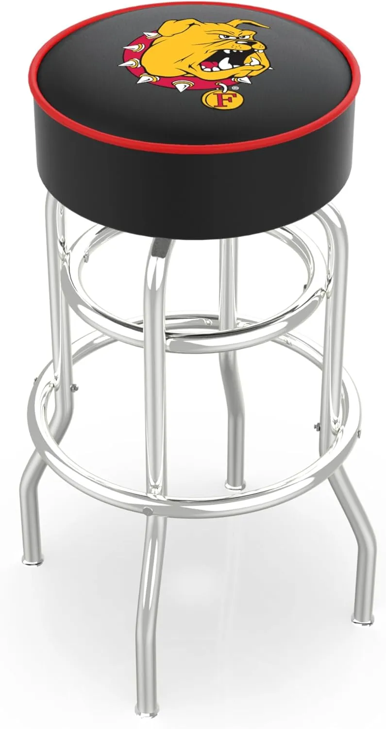 L7C1 Ferris State 25" Double-Ring Swivel Counter Stool with Chrome Finish