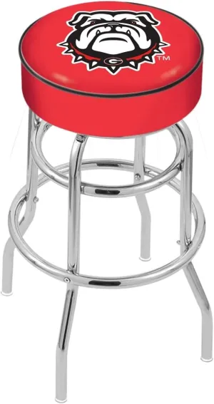 L7C1 Georgia Bulldog 25" Double-Ring Swivel Counter Stool with Chrome Finish