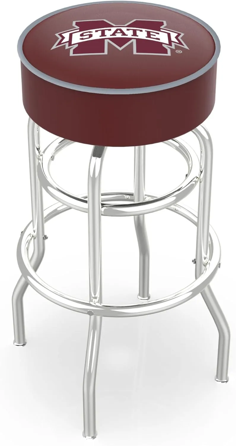 L7C1 Mississippi State 25" Double-Ring Swivel Counter Stool with Chrome Finish