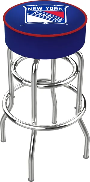 L7C1 New York Rangers 25" Double-Ring Swivel Counter Stool with Chrome Finish