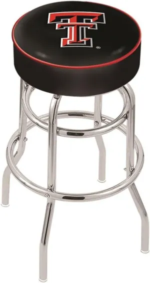 L7C1 Texas Tech 25" Double-Ring Swivel Counter Stool with Chrome Finish