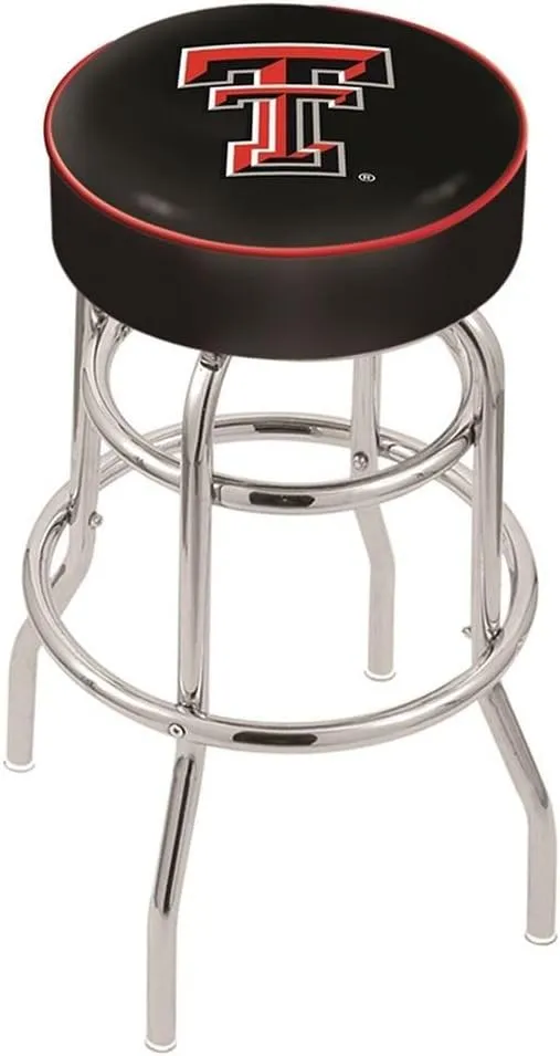 L7C1 Texas Tech 25" Double-Ring Swivel Counter Stool with Chrome Finish