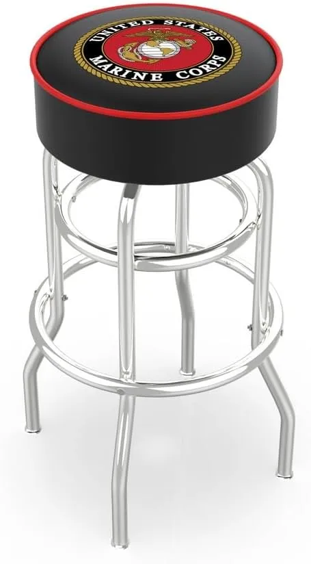 L7C1 U.S. Marines 25" Double-Ring Swivel Counter Stool with Chrome Finish
