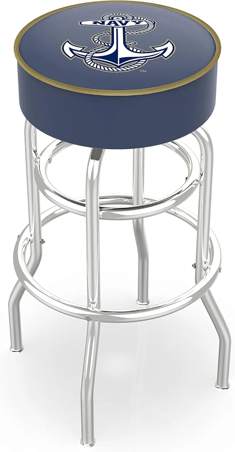 L7C1 US Naval Academy (Navy) 25" Double-Ring Swivel Counter Stool with Chrome Finish