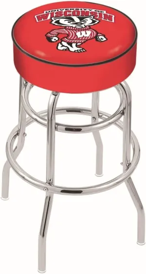 L7C1 Wisconsin Badger 25" Double-Ring Swivel Counter Stool with Chrome Finish