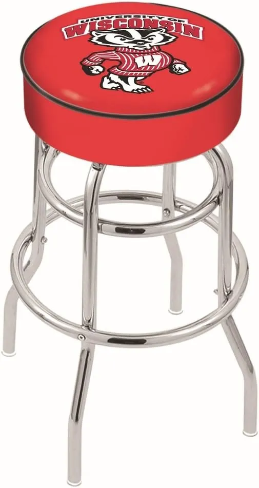 L7C1 Wisconsin Badger 25" Double-Ring Swivel Counter Stool with Chrome Finish