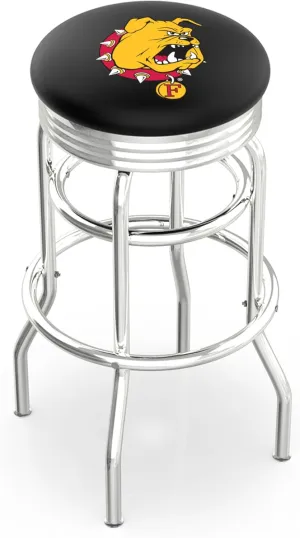 L7C3C Ferris State 25" Double-Ring Swivel Counter Stool with Chrome Finish