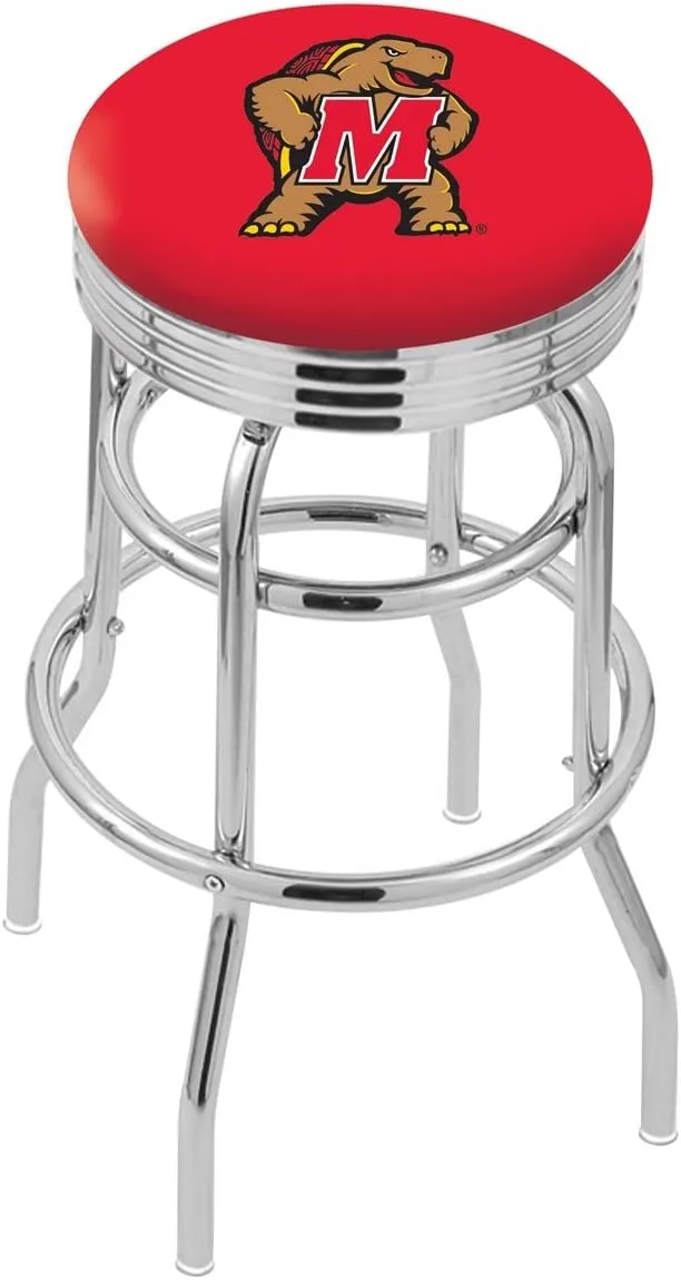 L7C3C Maryland 25" Double-Ring Swivel Counter Stool with Chrome Finish
