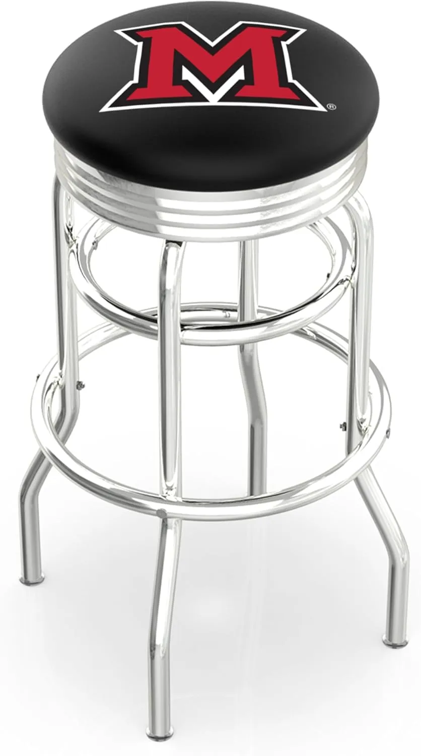L7C3C Miami (OH) 25" Double-Ring Swivel Counter Stool with Chrome Finish
