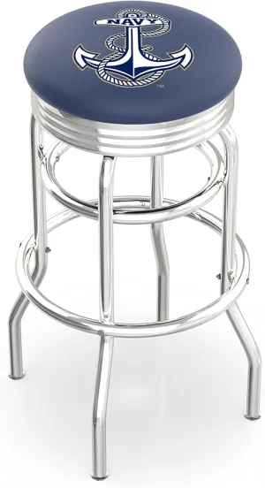 L7C3C US Naval Academy (Navy) 25" Double-Ring Swivel Counter Stool with Chrome Finish