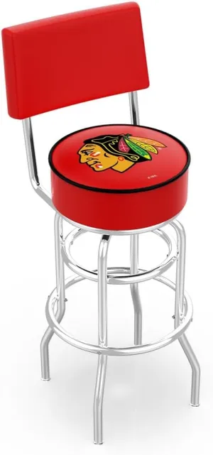 L7C4 Chicago Blackhawks 25" Double-Ring Swivel Counter Stool with Chrome Finish
