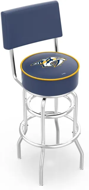 L7C4 Nashville Predators 25" Double-Ring Swivel Counter Stool with Chrome Finish