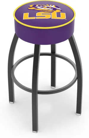 L8B1-4" Louisiana State Cushion Seat with Black Wrinkle Base Swivel Bar Stool by The Holland Bar Stool Company