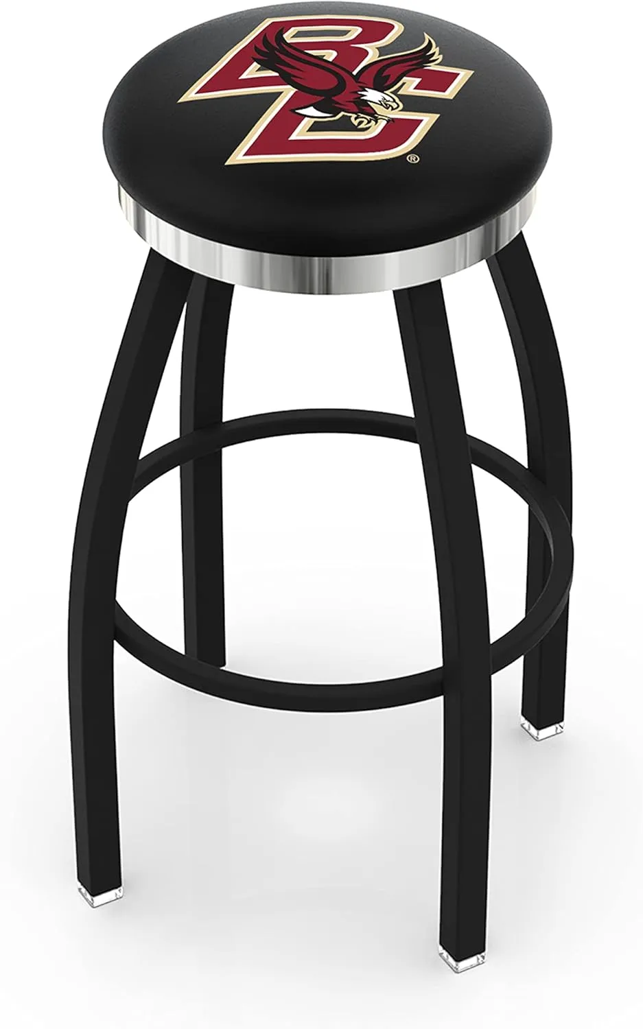L8B2C Boston College 25" Swivel Counter Stool with a Black Wrinkle and Chrome Finish