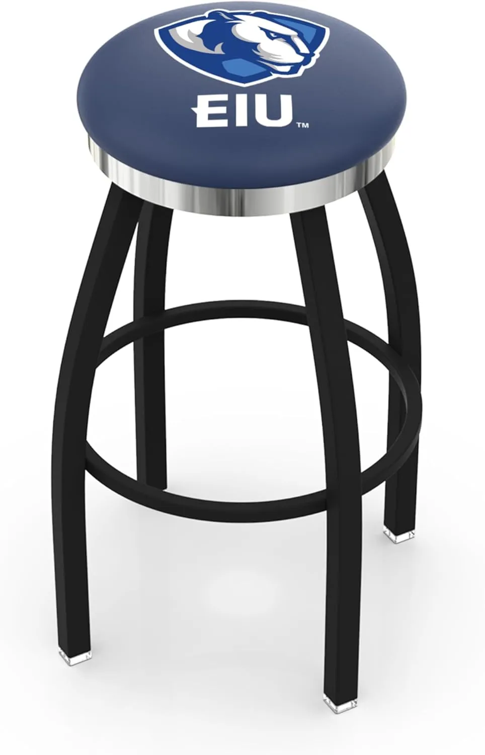L8B2C Eastern Illinois 36" Swivel Bar Stool with a Black Wrinkle and Chrome Finish