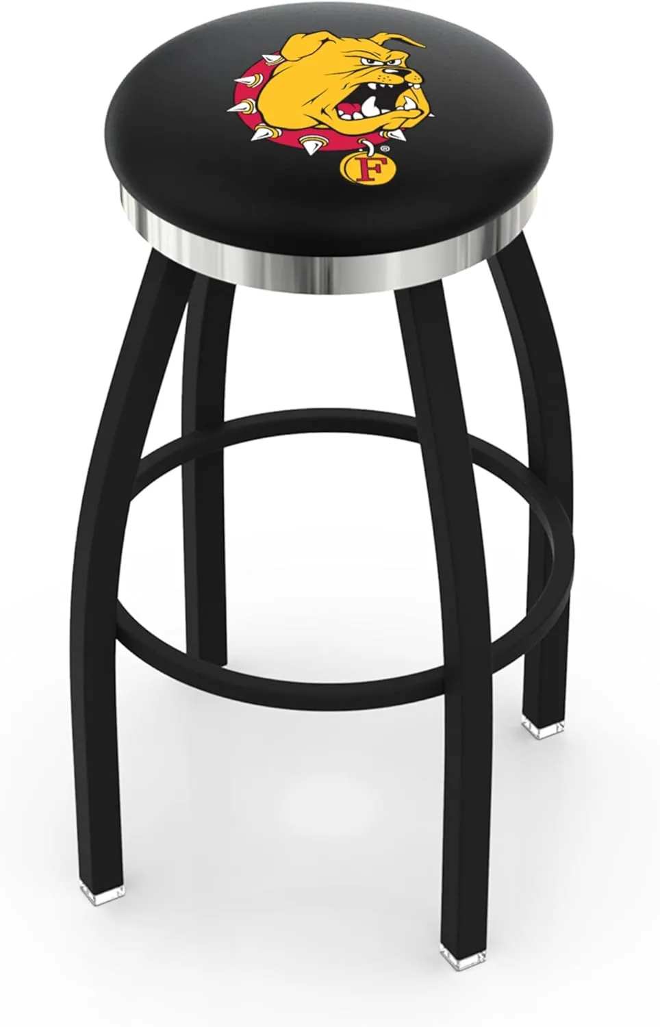 L8B2C Ferris State 25" Swivel Counter Stool with a Black Wrinkle and Chrome Finish