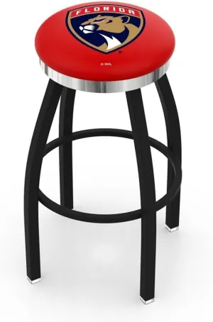 L8B2C Florida Panthers 36" Swivel Bar Stool with a Black Wrinkle and Chrome Finish