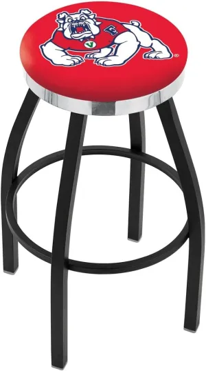 L8B2C Fresno State 25" Swivel Counter Stool with a Black Wrinkle and Chrome Finish