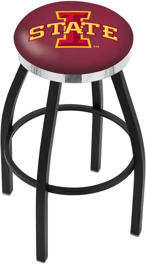L8B2C Iowa State 25" Swivel Counter Stool with a Black Wrinkle and Chrome Finish