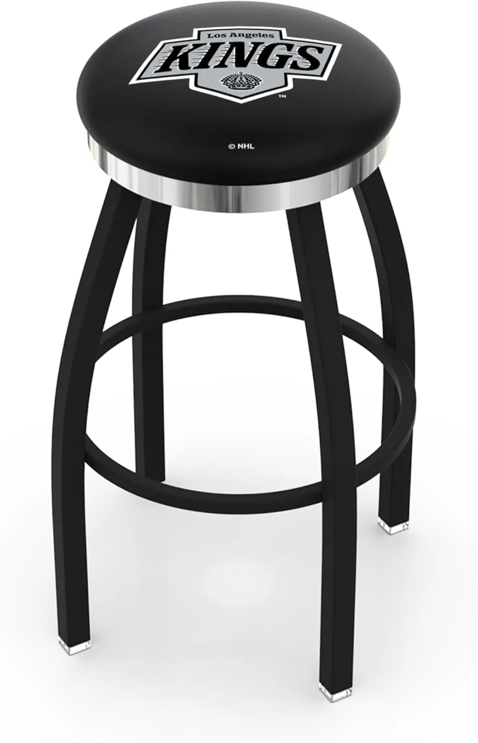 L8B2C Los Angeles Kings 36" Swivel Bar Stool with a Black Wrinkle and Chrome Finish