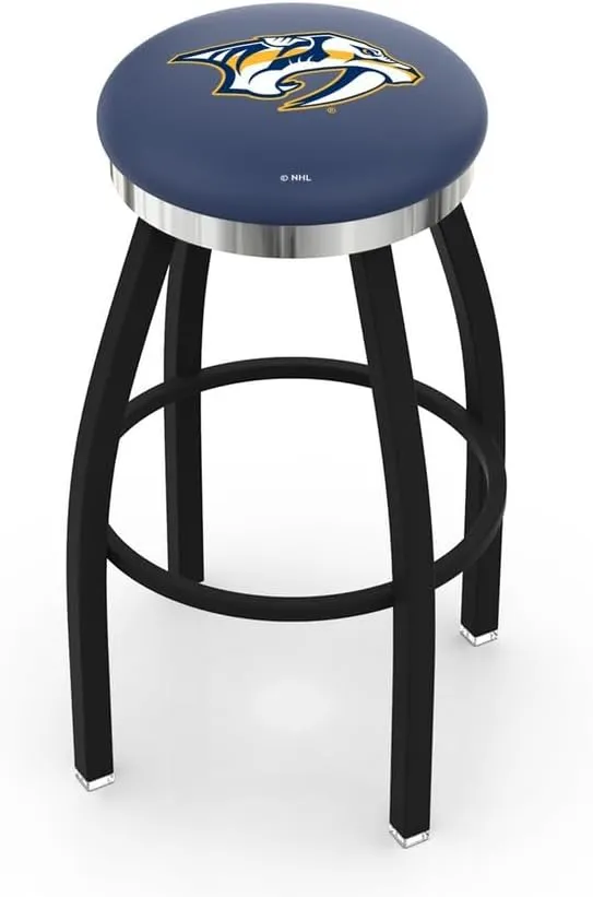 L8B2C Nashville Predators 36" Swivel Bar Stool with a Black Wrinkle and Chrome Finish