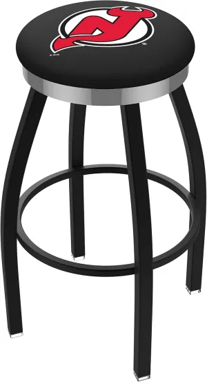 L8B2C New Jersey Devils 36" Swivel Bar Stool with a Black Wrinkle and Chrome Finish