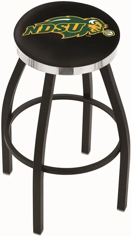 L8B2C North Dakota State 25" Swivel Counter Stool with a Black Wrinkle and Chrome Finish