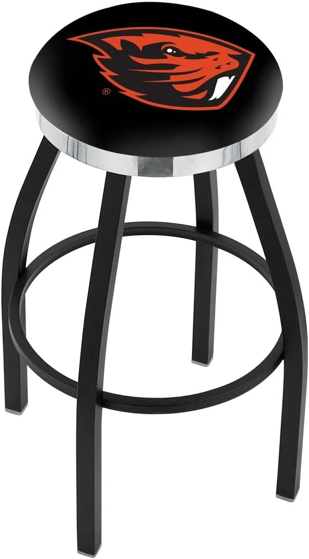 L8B2C Oregon State 25" Swivel Counter Stool with a Black Wrinkle and Chrome Finish
