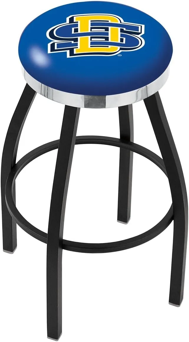 L8B2C South Dakota State 25" Swivel Counter Stool with a Black Wrinkle and Chrome Finish