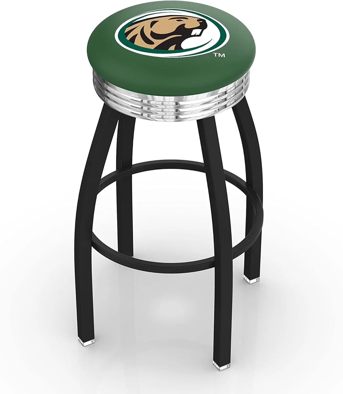 L8B3C Bemidji State 25" Swivel Counter Stool with a Black Wrinkle and Chrome Finish