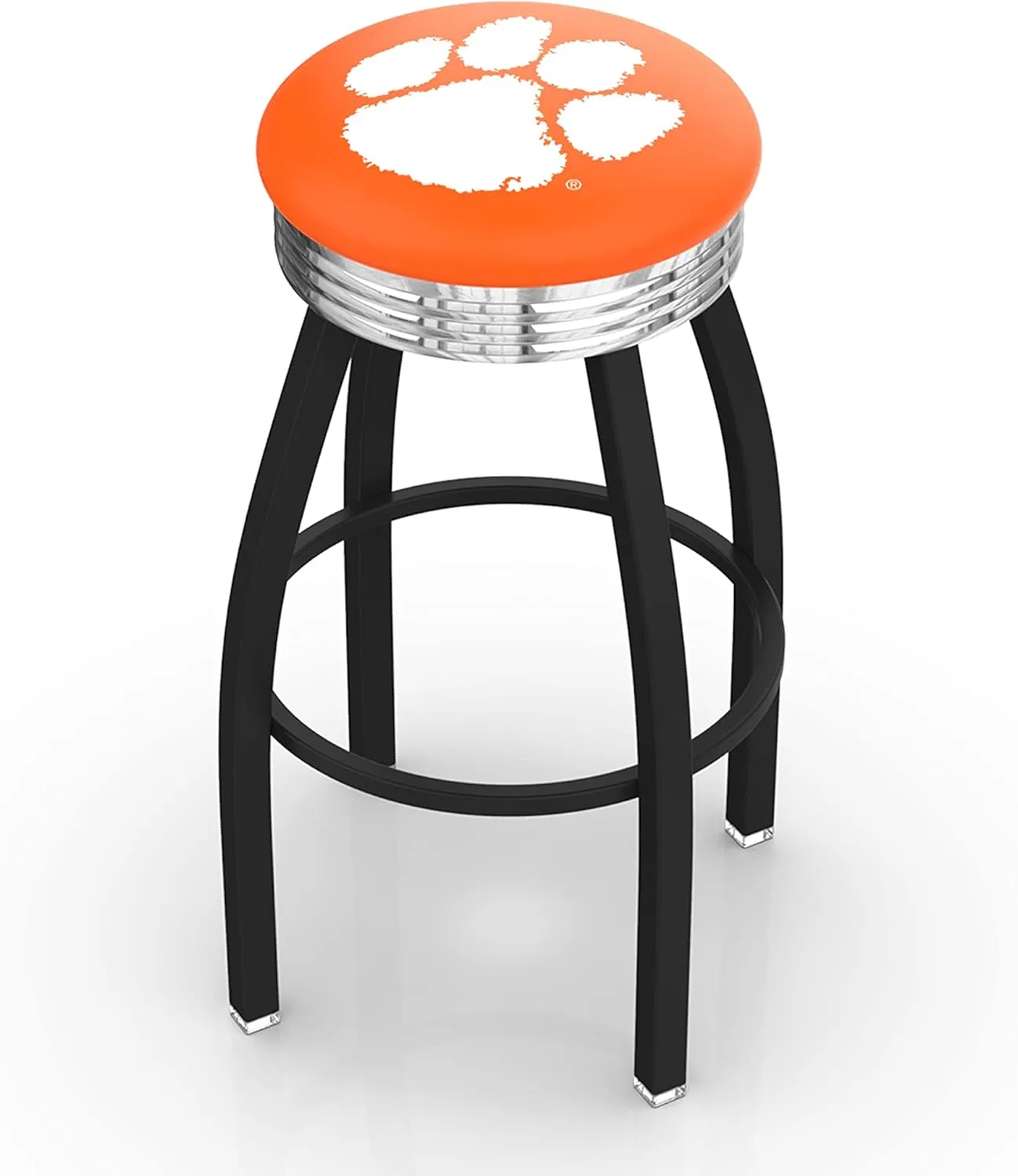 L8B3C Clemson 25" Swivel Counter Stool with a Black Wrinkle and Chrome Finish
