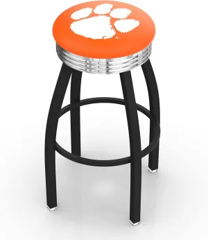 L8B3C Clemson 25" Swivel Counter Stool with a Black Wrinkle and Chrome Finish