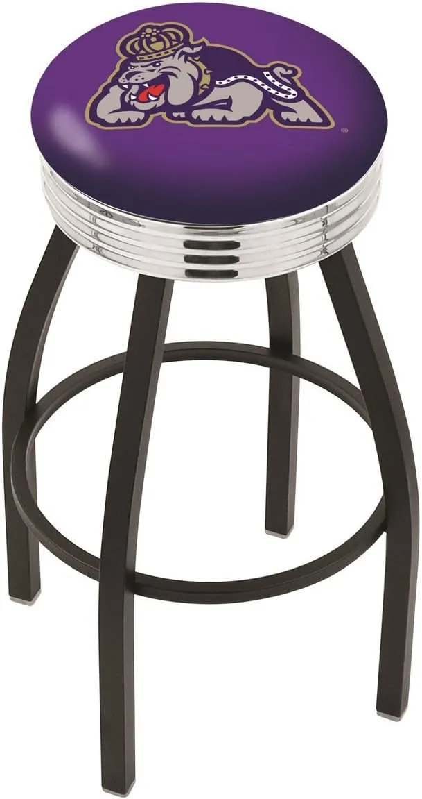 L8B3C James Madison 25" Swivel Counter Stool with a Black Wrinkle and Chrome Finish