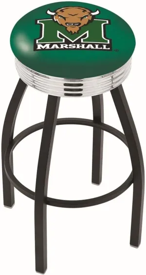L8B3C Marshall 25" Swivel Counter Stool with a Black Wrinkle and Chrome Finish