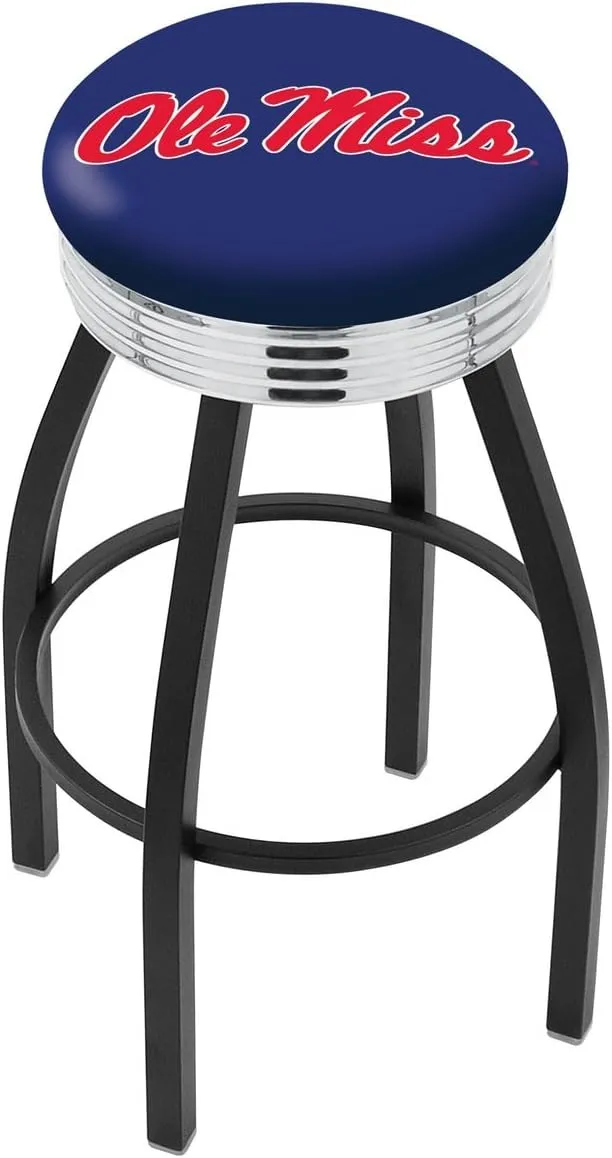 L8B3C Ole' Miss 25" Swivel Counter Stool with a Black Wrinkle and Chrome Finish