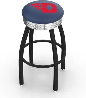 L8B3C University of Dayton 25" Swivel Counter Stool with a Black Wrinkle and Chrome Finish