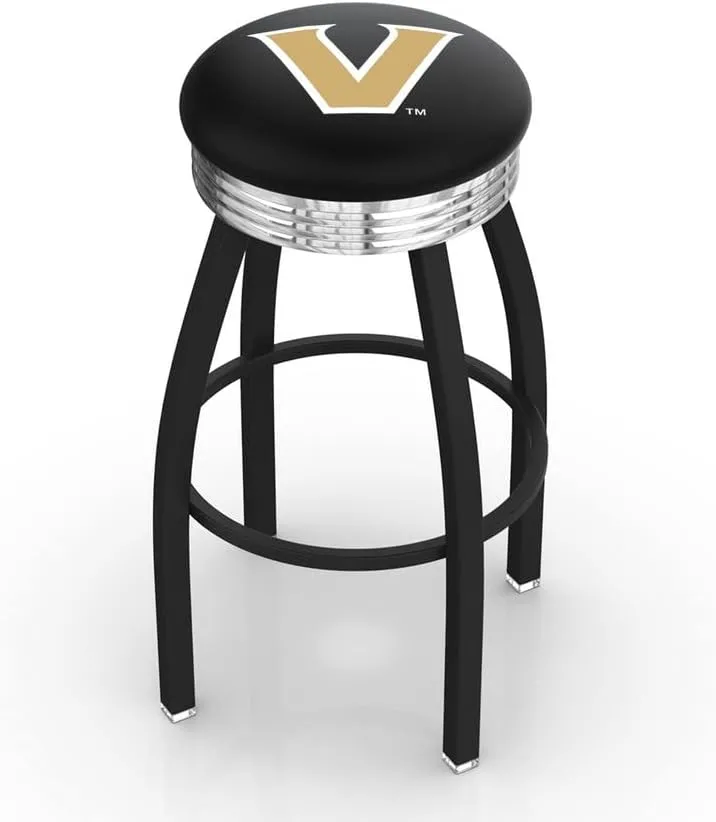 L8B3C Vanderbilt 25" Swivel Counter Stool with a Black Wrinkle and Chrome Finish