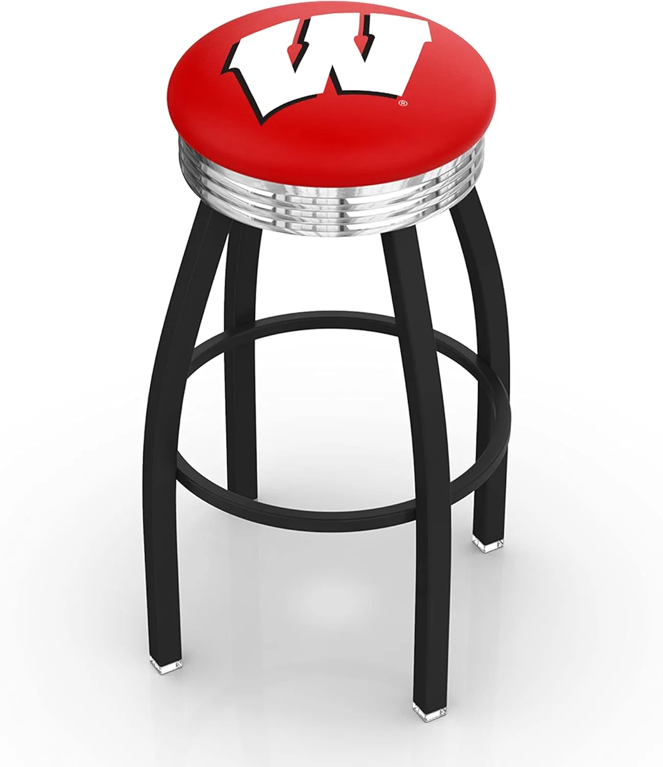 L8B3C Wisconsin W 25" Swivel Counter Stool with a Black Wrinkle and Chrome Finish
