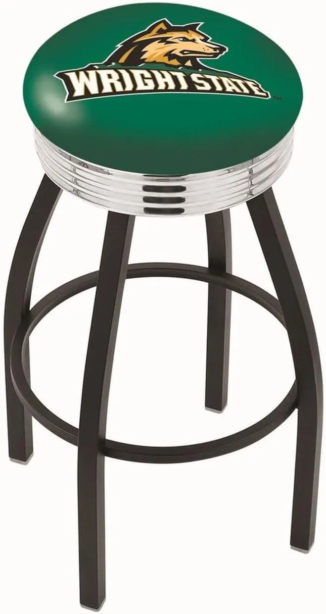 L8B3C Wright State 30" Swivel Bar Stool with a Black Wrinkle and Chrome Finish