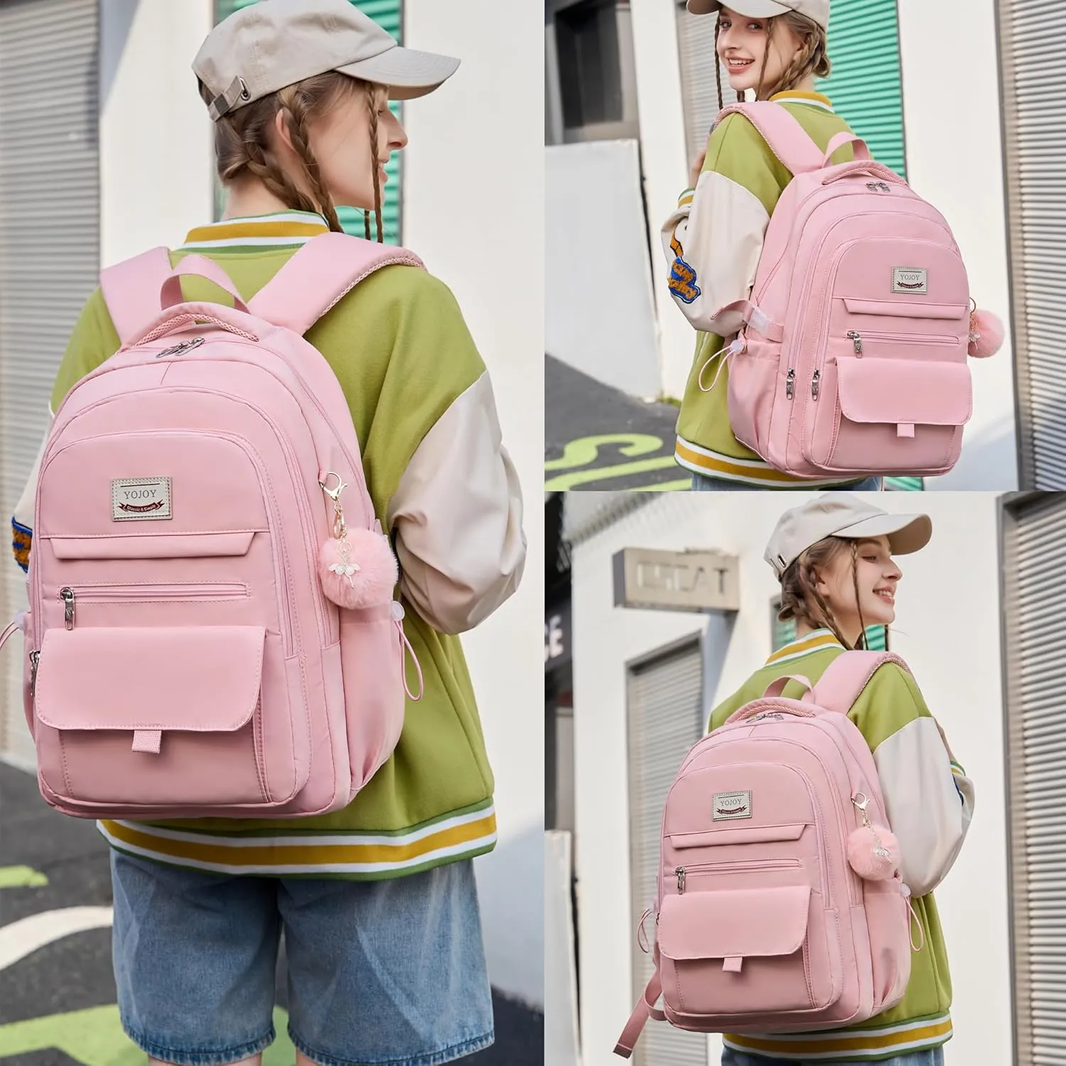 Laptop Backpack 15.6 Inch College Backpacks for Women, School Backpack for Girls,Students Aesthetic Anti Theft Travel Daypack Large Bookbags Middle High School Back Pack(Pink)