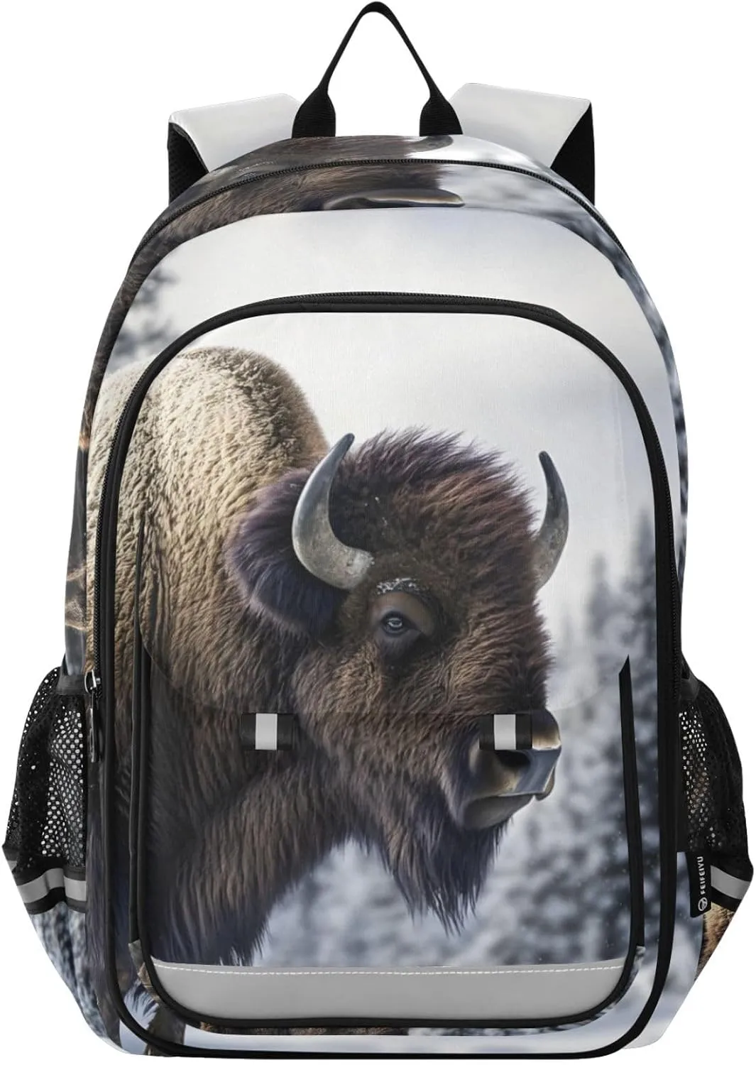 Laptop Backpack Purse Bison Forest Winter for Women Men Travel Daypack Casual Shoulder Bag Book Bag Cute Cool Funny Backpack with Compartment & Multiple Pockets