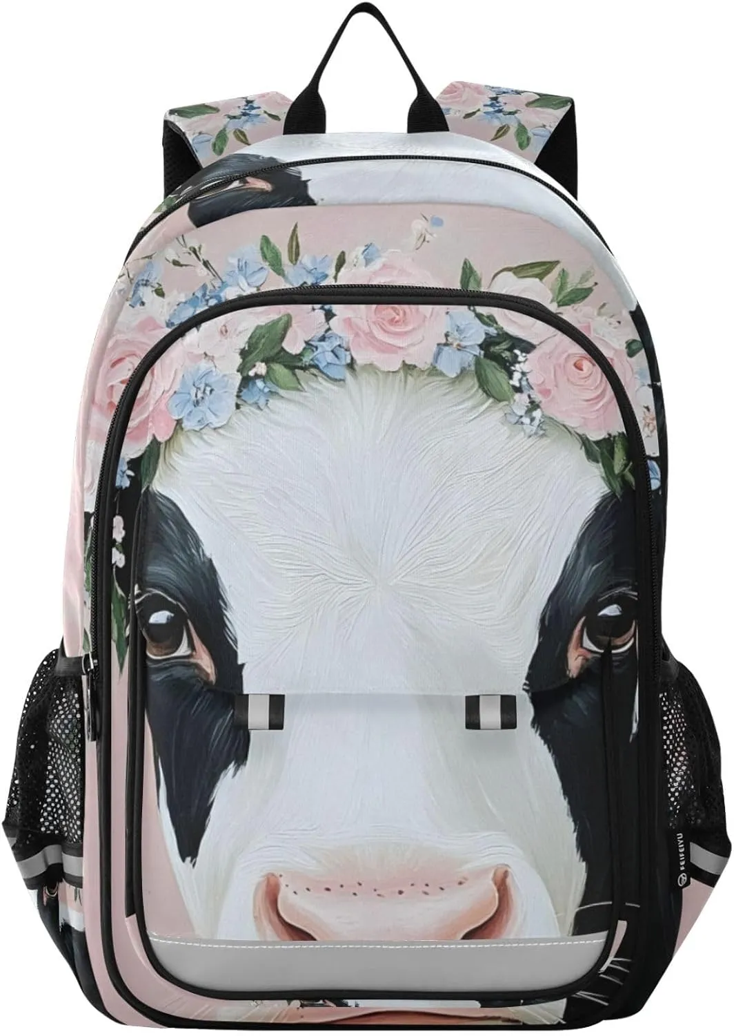 Laptop Backpack Purse Cow Garland Closeup for Women Men Travel Daypack Casual Shoulder Bag Book Bag Cute Cool Funny Backpack with Compartment & Multiple Pockets