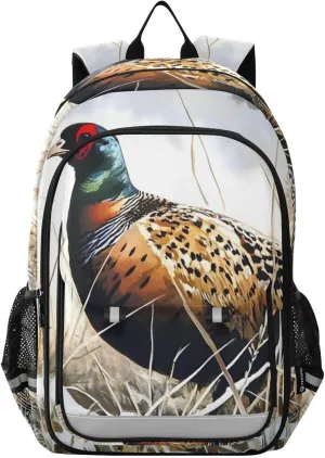 Laptop Backpack Purse Pheasant Retro Grassland for Women Men Travel Daypack Casual Shoulder Bag Book Bag Cute Cool Funny Backpack with Compartment & Multiple Pockets
