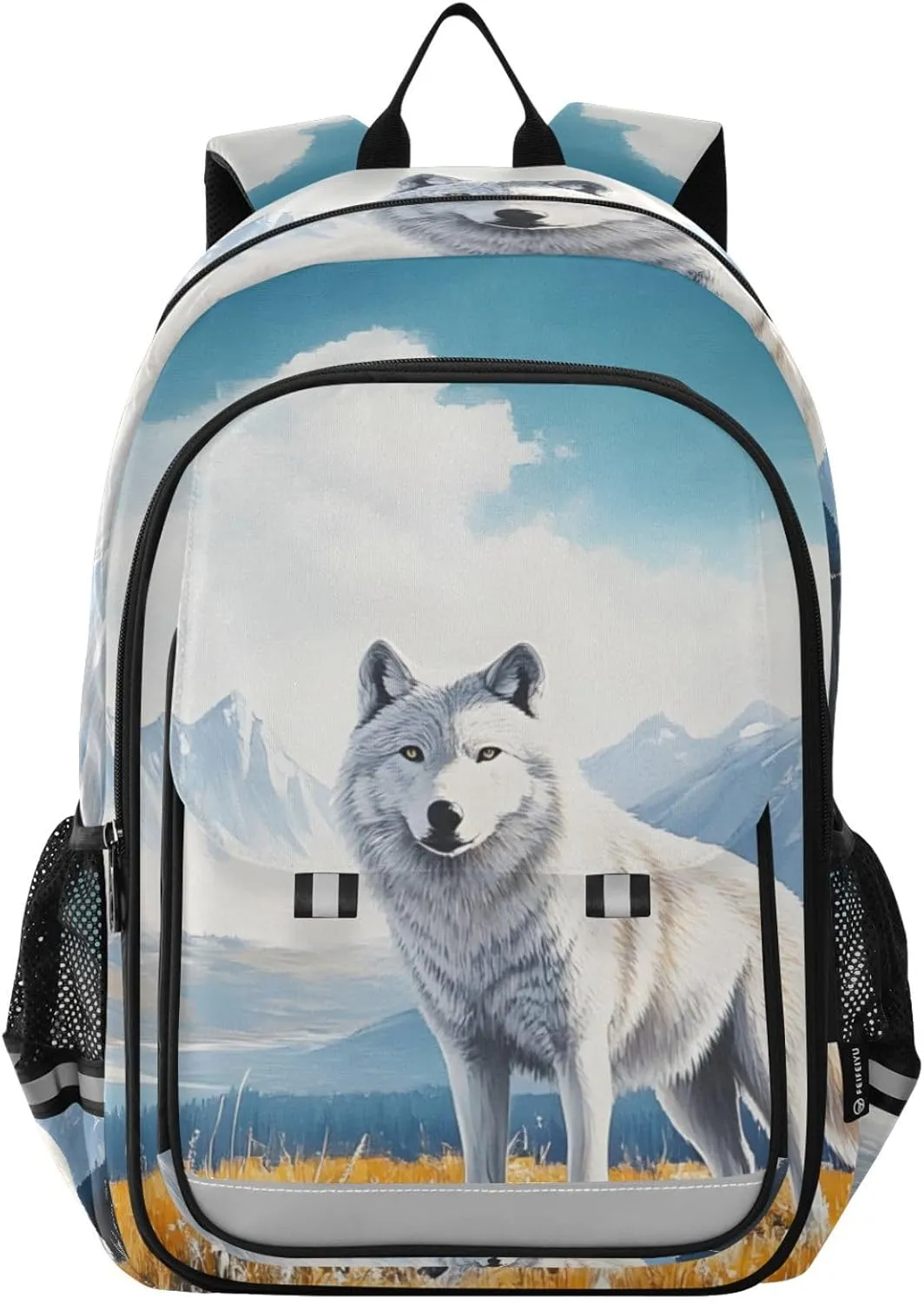 Laptop Backpack Purse Wolf Grassland Landscape for Women Men Travel Daypack Casual Shoulder Bag Book Bag Cute Cool Funny Backpack with Compartment & Multiple Pockets