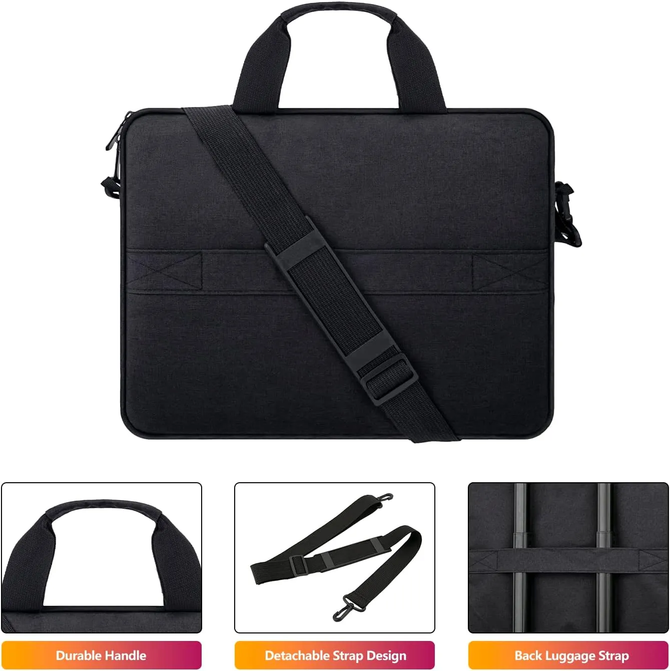 Laptop Case Shoulder Bag for 14 Inch MacBook Pro, 15 Inch MacBook Pro/Air, 14-15 Inch Laptop Computer, Protective Polyester Computer Portable Bag Briefcase with Handle, Black